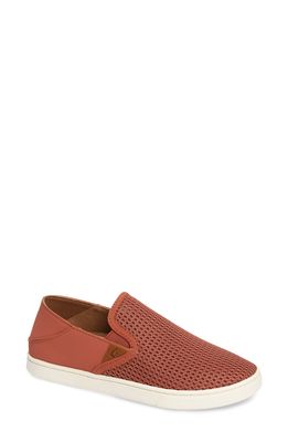 OluKai 'Pehuea' Slip-On Sneaker in Red Leather