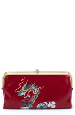 HOBO Leather Double Frame Clutch in Cardinal