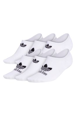 adidas 6-Pack Original Trefoil Logo No-Show Socks in White