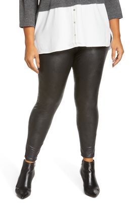 Vince Camuto Faux Leather Ponte Leggings in Rich Black
