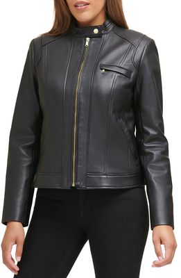 Cole Haan Lambskin Leather Jacket in Black