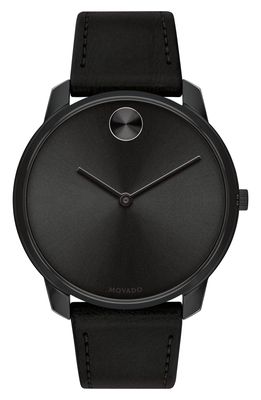 Movado Bold Thin Leather Strap Watch
