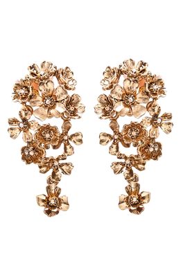 Oscar de la Renta Cascading Flower Drop Earrings in Gold