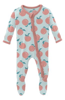 KicKee Pants Muffin Ruffle Fitted One-Piece Pajamas in Fresh Air Peaches