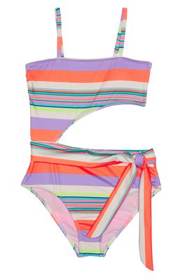 Beach Lingo Kids' Playa Stripe Cutout Swimsuit in Multi