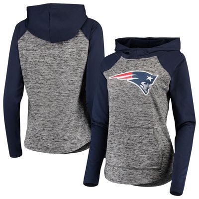 Women's G-III 4Her by Carl Banks Heathered Gray/Navy New England Patriots Championship Ring Pullover Hoodie in Heather Gray