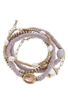 Canvas Jewelry Marlowe Set of 5 Stacking Bracelets in Blush