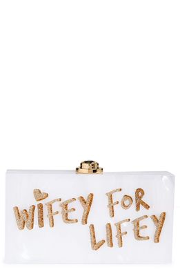 SOPHIA WEBSTER Cleo Wifey For Lifey Box Clutch in Silver And Pearl