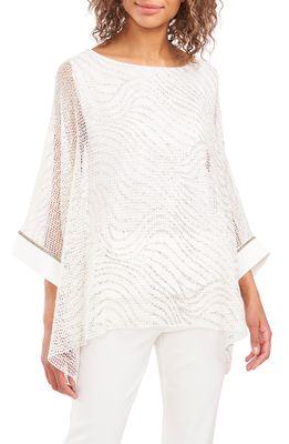 Chaus Metallic Knit Tunic Top in Ivory/Gold