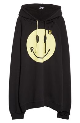 Raf Simons x Smiley 50th Anniversary Oversize Graphic Hoodie in Black