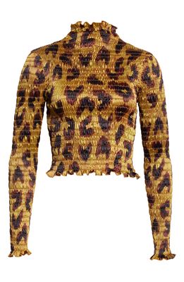 Amy Crookes Leopard Print Shirred Top
