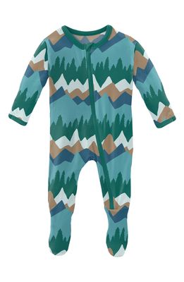 KicKee Pants Fitted Glacier Mountains Print Footie