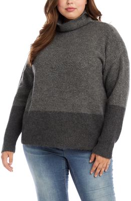 Karen Kane Colorblock Turtleneck Sweater in Gray