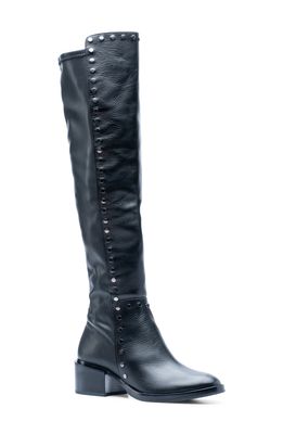 ALI MACGRAW Sleek Over the Knee Leather Boot in Black
