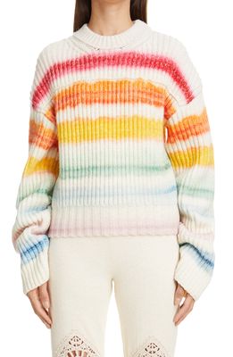 Acne Studios Kelecta Stripe Wool Blend Sweater in White/Multi