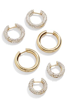 BaubleBar Lucy Set of 3 Huggie Hoop Earrings in Gold