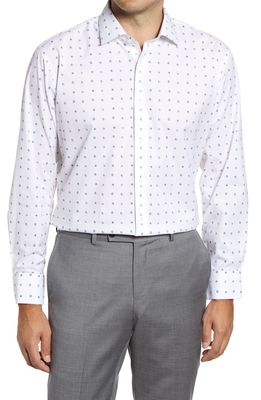 Nordstrom Trim Fit Non-Iron Floral Dress Shirt in White Linear Floral Print