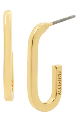 AllSaints Small Oval Hoop Earrings in Shiny Gold