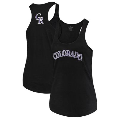 Women's Soft as a Grape Black Colorado Rockies Plus Size Swing for the Fences Racerback Tank Top