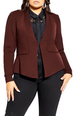 City Chic Piping Praise Jacket in Truffle