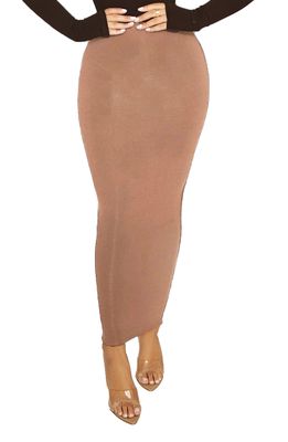 Naked Wardrobe Hourglass Midi Skirt in Coco