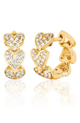 EF Collection Diamond Heart Huggie Hoop Earrings in 14K Yellow Gold