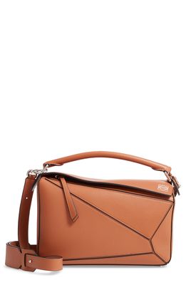 Loewe Puzzle Medium Leather Shoulder Bag in Tan