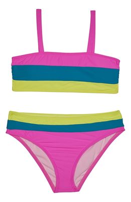 Beach Lingo Kids' Colorblock Two-Piece Swimsuit in Neon Orchid