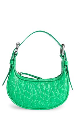 By Far Mini Soho Croc Embossed Leather Top Handle Bag in Super Green
