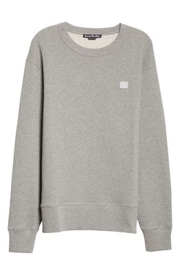 Acne Studios Fairview Face Patch Organic Cotton Sweatshirt in Light Grey Melange