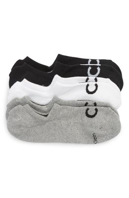 Calvin Klein 3-Pack Micro Cushion No-Show Socks in Grey Heather/White/Black
