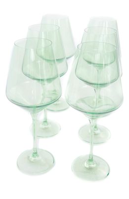 Estelle Colored Glass Set of 6 Stem Wineglasses in Mint Green