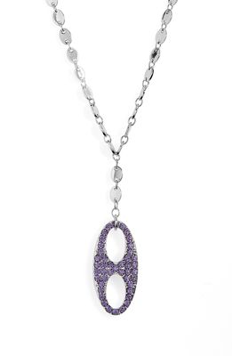 Open Edit Baby Mariner Link Pave Y-Necklace in Purple- Rhodium