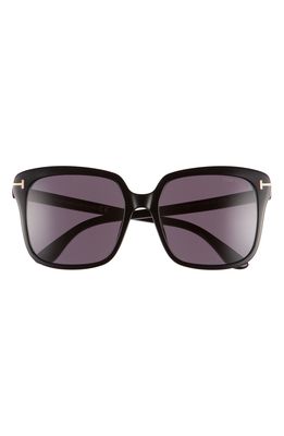Tom Ford Faye 56mm Gradient Square Sunglasses in Black/Black