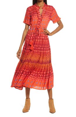 Free People Rare Feeling Pleated Maxi Dress in Ruby Red