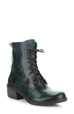 Fly London Milu Lace-Up Leather Boot in 006 Petrol Rug