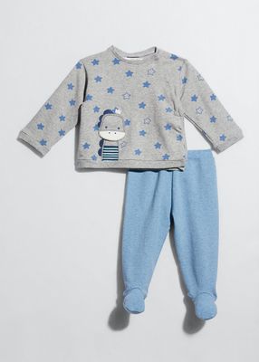 Boy's Star-Print Dinosaur Sweatshirt, Size 1-9M