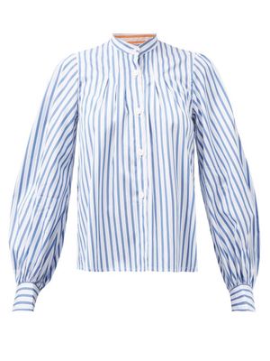 Thierry Colson - Yana Striped Cotton-twill Blouse - Womens - Navy Stripe