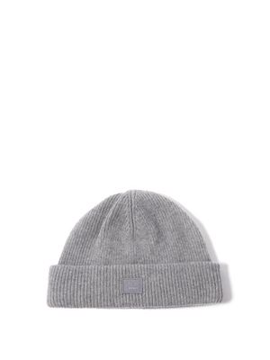 Acne Studios - Pansy Face Patch Wool Beanie Hat - Mens - Grey
