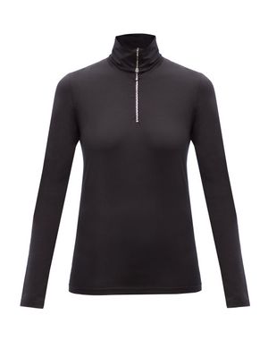 Jil Sander - Zipped High-neck Cotton-blend Top - Womens - Black