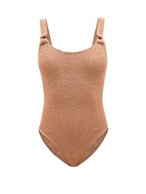 Hunza G - Domino Crinkle-knit Swimsuit - Womens - Brown
