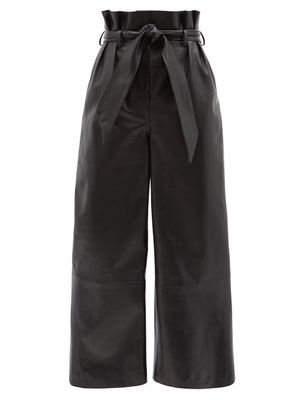 Alexandre Vauthier - Paperbag-waist Leather Trousers - Womens - Black