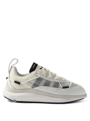 Y-3 - Shiku Run Faux-leather And Mesh Trainers - Mens - Beige White