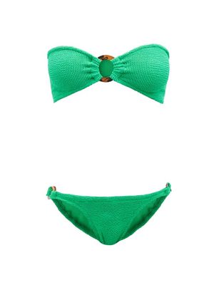 Hunza G - Gloria Crinkle-knit Bandeau Bikini - Womens - Emerald