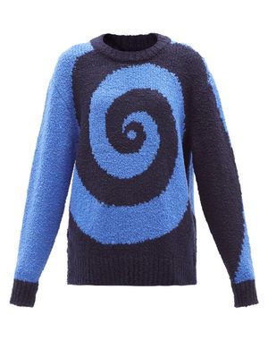 The Elder Statesman - Swirl Cashmere-blend Sweater - Womens - Blue Multi