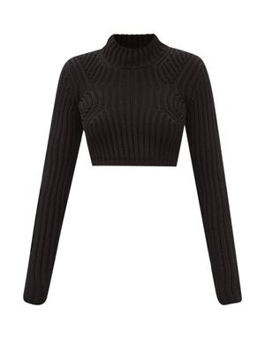 Tom Ford - Open-back Ribbed-knit Cropped Sweater - Womens - Black