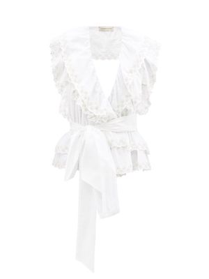 Alexandre Vauthier - Crystal-embellished Cotton Sleeveless Blouse - Womens - White