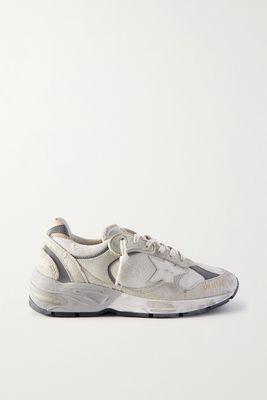 Golden Goose - Dad-star Distressed Leather-trimmed Mesh And Suede Sneakers - Off-white