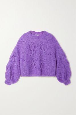 Loewe - Anagram Open-knit Mohair-blend Sweater - Purple
