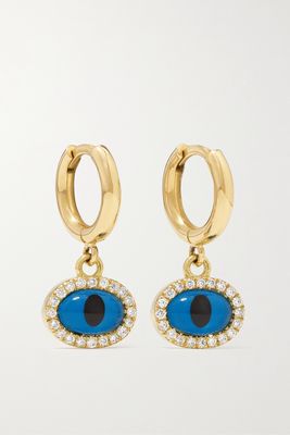 Ileana Makri - Mini Oval Eye 18-karat Gold, Glass And Diamond Hoop Earrings - one size